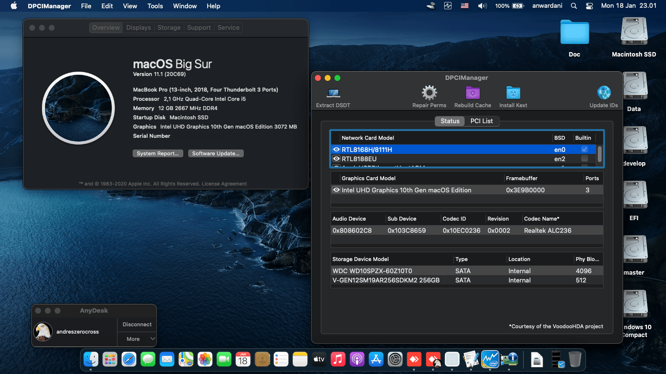 Success Hackintosh macOS Big Sur 11.1 Build 20C69 in HP Pavilion 14S-CF2004TX